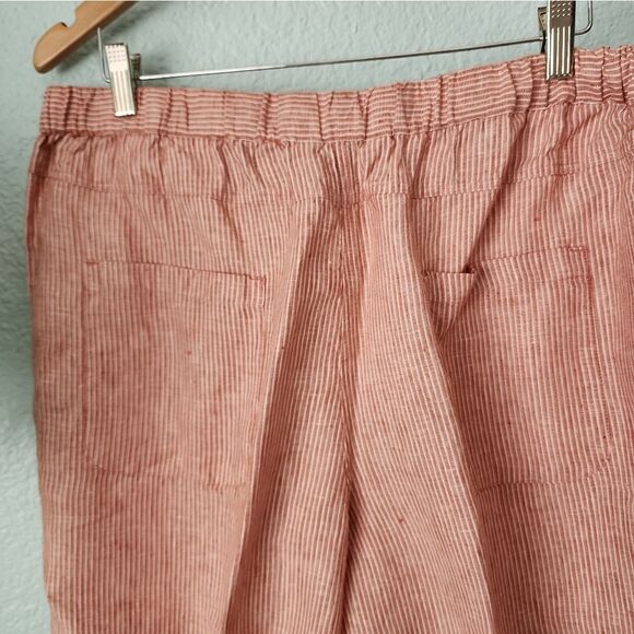 Coldwater Creek pants 100 % linen cropped elastic waistband wide leg - Picture 4 of 16
